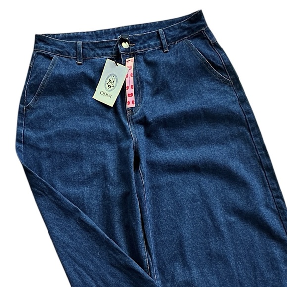 NWT | CIDER WIDE LEG HIGH RISE DARK WASH JEANS | EXTRA LARGE - Picture 2 of 10